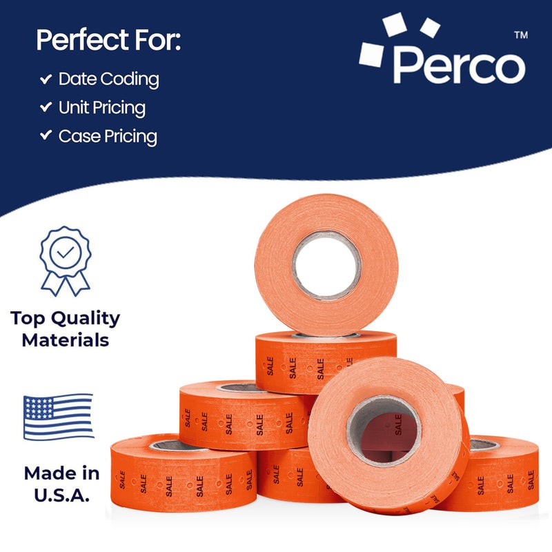 Perco 1 Line Fluorescent Red Sale Labels - 8 Rolls, 1 Sleeve, 8,000 Blank Price and Date Gun Labels for Perco 1 Line Price and Date Guns - Made in USA - Image 4